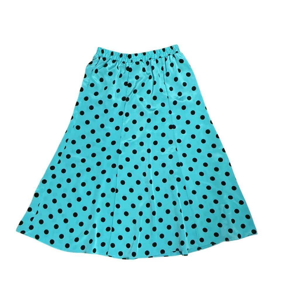 Vintage Courtney Jones Blue Polka Dot Skirt Set Size 10l Short Sleeve Blouse - Picture 6 of 11